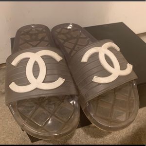 Chanel clear jelly slides sandals